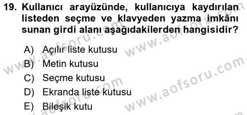 Sistem Analizi Ve Tasarımı Dersi 2020 - 2021 Yılı Yaz Okulu Sınav Soruları 19. Soru