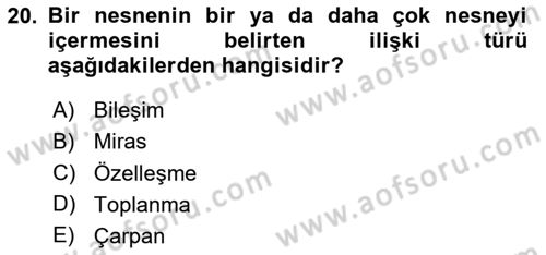 Sistem Analizi Ve Tasarımı Dersi 2020 - 2021 Yılı Yaz Okulu Sınav Soruları 20. Soru