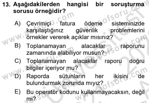 Sistem Analizi Ve Tasarımı Dersi Ara Sınavı Deneme Sınav Soruları 13. Soru