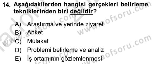 Sistem Analizi Ve Tasarımı Dersi Ara Sınavı Deneme Sınav Soruları 14. Soru