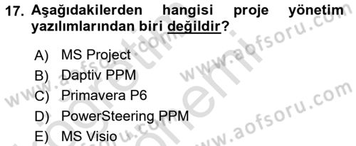 Sistem Analizi Ve Tasarımı Dersi 2021 - 2022 Yılı (Vize) Ara Sınavı 17. Soru