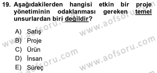 Sistem Analizi Ve Tasarımı Dersi Ara Sınavı Deneme Sınav Soruları 19. Soru
