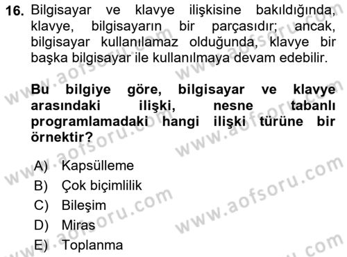 Sistem Analizi Ve Tasarımı Dersi 2021 - 2022 Yılı (Final) Dönem Sonu Sınav Soruları 16. Soru