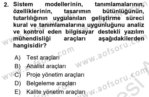 Sistem Analizi Ve Tasarımı Dersi 2021 - 2022 Yılı (Final) Dönem Sonu Sınav Soruları 2. Soru