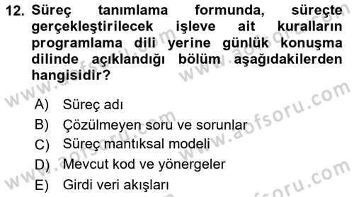 Sistem Analizi Ve Tasarımı Dersi 2021 - 2022 Yılı Yaz Okulu Sınav Soruları 12. Soru