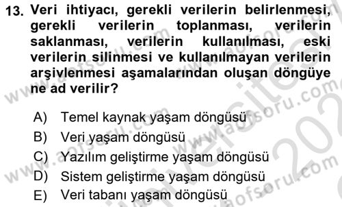 Sistem Analizi Ve Tasarımı Dersi 2021 - 2022 Yılı Yaz Okulu Sınav Soruları 13. Soru