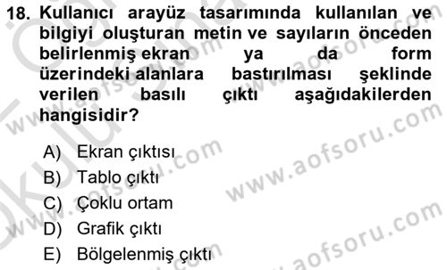 Sistem Analizi Ve Tasarımı Dersi 2021 - 2022 Yılı Yaz Okulu Sınav Soruları 18. Soru