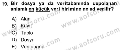 Sistem Analizi Ve Tasarımı Dersi 2021 - 2022 Yılı Yaz Okulu Sınav Soruları 19. Soru