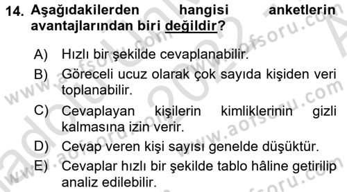Sistem Analizi Ve Tasarımı Dersi Ara Sınavı Deneme Sınav Soruları 14. Soru