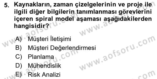 Sistem Analizi Ve Tasarımı Dersi Ara Sınavı Deneme Sınav Soruları 5. Soru
