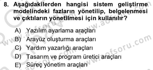 Sistem Analizi Ve Tasarımı Dersi Ara Sınavı Deneme Sınav Soruları 8. Soru