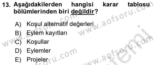 Sistem Analizi Ve Tasarımı Dersi 2022 - 2023 Yılı Yaz Okulu Sınav Soruları 13. Soru