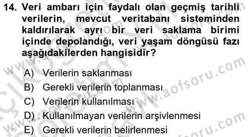 Sistem Analizi Ve Tasarımı Dersi 2022 - 2023 Yılı Yaz Okulu Sınav Soruları 14. Soru