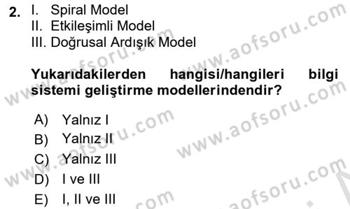 Sistem Analizi Ve Tasarımı Dersi 2022 - 2023 Yılı Yaz Okulu Sınav Soruları 2. Soru