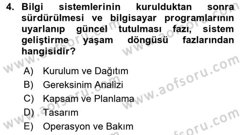 Sistem Analizi Ve Tasarımı Dersi 2022 - 2023 Yılı Yaz Okulu Sınav Soruları 4. Soru