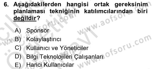 Sistem Analizi Ve Tasarımı Dersi 2022 - 2023 Yılı Yaz Okulu Sınav Soruları 6. Soru