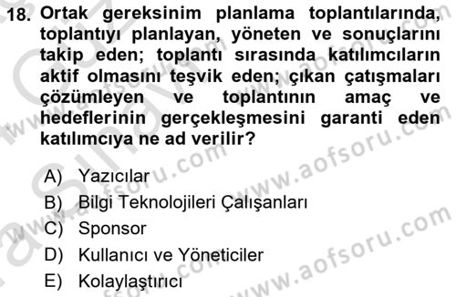 Sistem Analizi Ve Tasarımı Dersi 2023 - 2024 Yılı (Vize) Ara Sınav Soruları 18. Soru