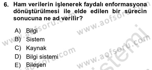 Sistem Analizi Ve Tasarımı Dersi 2023 - 2024 Yılı (Vize) Ara Sınav Soruları 6. Soru