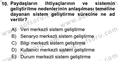 Sistem Analizi Ve Tasarımı Dersi 2023 - 2024 Yılı (Final) Dönem Sonu Sınav Soruları 10. Soru