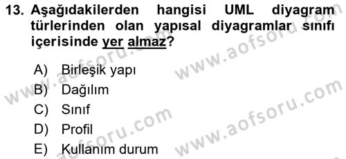 Sistem Analizi Ve Tasarımı Dersi 2023 - 2024 Yılı (Final) Dönem Sonu Sınav Soruları 13. Soru