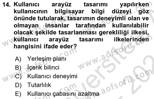 Sistem Analizi Ve Tasarımı Dersi 2023 - 2024 Yılı (Final) Dönem Sonu Sınav Soruları 14. Soru