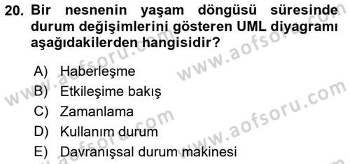 Sistem Analizi Ve Tasarımı Dersi 2023 - 2024 Yılı (Final) Dönem Sonu Sınav Soruları 20. Soru