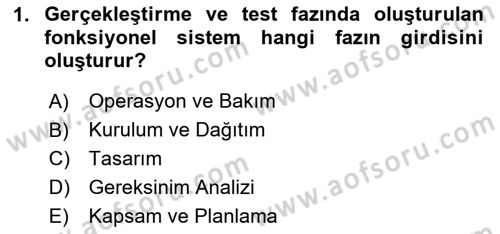 Sistem Analizi Ve Tasarımı Dersi 2023 - 2024 Yılı Yaz Okulu Sınav Soruları 1. Soru