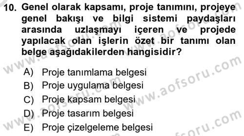 Sistem Analizi Ve Tasarımı Dersi 2023 - 2024 Yılı Yaz Okulu Sınav Soruları 10. Soru