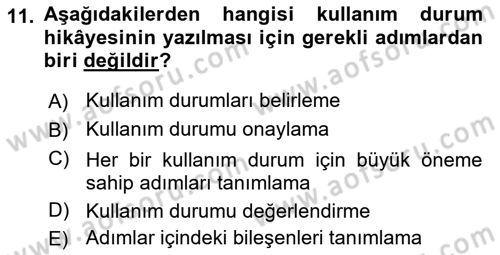 Sistem Analizi Ve Tasarımı Dersi 2023 - 2024 Yılı Yaz Okulu Sınav Soruları 11. Soru