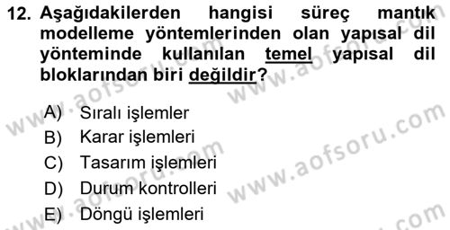 Sistem Analizi Ve Tasarımı Dersi 2023 - 2024 Yılı Yaz Okulu Sınav Soruları 12. Soru