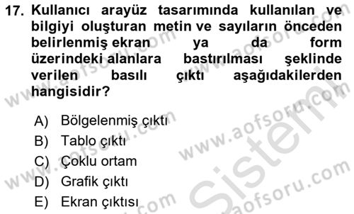 Sistem Analizi Ve Tasarımı Dersi 2023 - 2024 Yılı Yaz Okulu Sınav Soruları 17. Soru