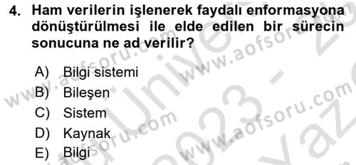 Sistem Analizi Ve Tasarımı Dersi 2023 - 2024 Yılı Yaz Okulu Sınav Soruları 4. Soru