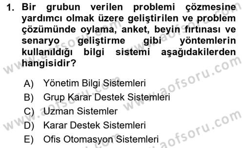 Sistem Analizi Ve Tasarımı Dersi Ara Sınavı Deneme Sınav Soruları 1. Soru