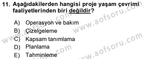 Sistem Analizi Ve Tasarımı Dersi Ara Sınavı Deneme Sınav Soruları 11. Soru