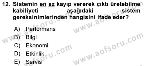 Sistem Analizi Ve Tasarımı Dersi Ara Sınavı Deneme Sınav Soruları 12. Soru