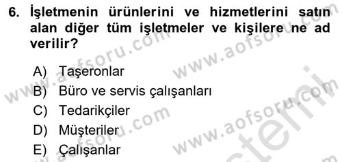 Sistem Analizi Ve Tasarımı Dersi Ara Sınavı Deneme Sınav Soruları 6. Soru