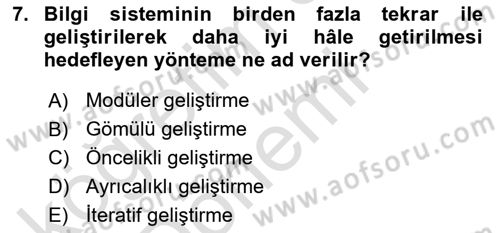Sistem Analizi Ve Tasarımı Dersi 2024 - 2025 Yılı (Vize) Ara Sınav Soruları 7. Soru