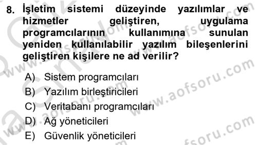 Sistem Analizi Ve Tasarımı Dersi Ara Sınavı Deneme Sınav Soruları 8. Soru