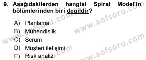 Sistem Analizi Ve Tasarımı Dersi Ara Sınavı Deneme Sınav Soruları 9. Soru