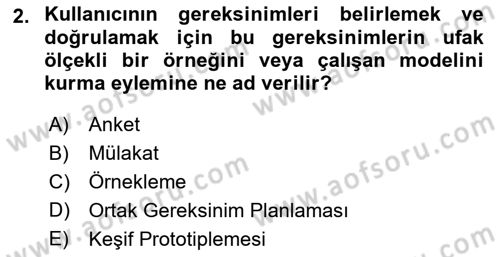 Sistem Analizi Ve Tasarımı Dersi 2024 - 2025 Yılı (Final) Dönem Sonu Sınav Soruları 2. Soru