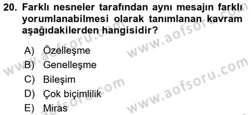Sistem Analizi Ve Tasarımı Dersi 2024 - 2025 Yılı (Final) Dönem Sonu Sınav Soruları 20. Soru