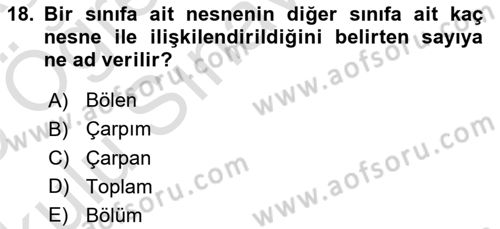 Sistem Analizi Ve Tasarımı Dersi 2024 - 2025 Yılı Yaz Okulu Sınav Soruları 18. Soru