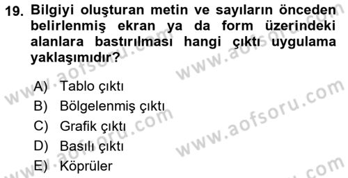 Sistem Analizi Ve Tasarımı Dersi 2024 - 2025 Yılı Yaz Okulu Sınav Soruları 19. Soru