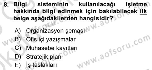 Sistem Analizi Ve Tasarımı Dersi 2024 - 2025 Yılı Yaz Okulu Sınav Soruları 8. Soru