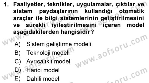 Sistem Analizi Ve Tasarımı Dersi 2025 - 2026 Yılı (Vize) Ara Sınav Soruları 1. Soru