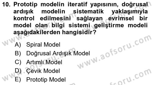 Sistem Analizi Ve Tasarımı Dersi 2025 - 2026 Yılı (Vize) Ara Sınav Soruları 10. Soru
