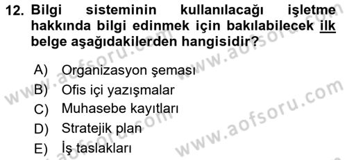 Sistem Analizi Ve Tasarımı Dersi 2025 - 2026 Yılı (Vize) Ara Sınav Soruları 12. Soru