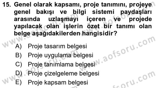 Sistem Analizi Ve Tasarımı Dersi 2025 - 2026 Yılı (Vize) Ara Sınav Soruları 15. Soru