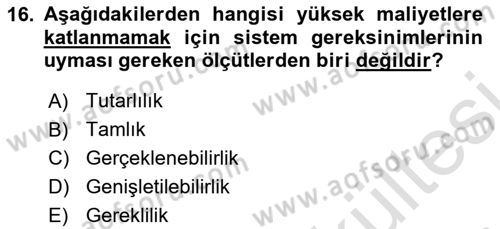 Sistem Analizi Ve Tasarımı Dersi 2025 - 2026 Yılı (Vize) Ara Sınav Soruları 16. Soru