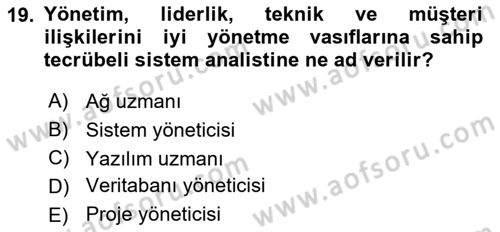Sistem Analizi Ve Tasarımı Dersi 2025 - 2026 Yılı (Vize) Ara Sınav Soruları 19. Soru